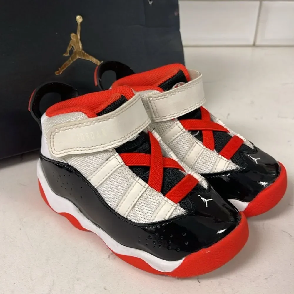 Nike Jordan 6 Rings White/Team Orange-Black-Sail DV1344-108 Toddler Size 7C